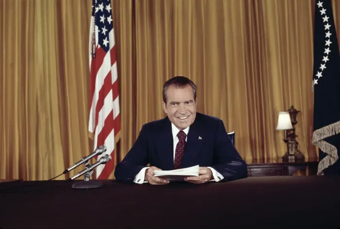 Framed Print : President Richard Nixon after Addressing Nation on Watergate Framed Print : President Richard Nixon after Addressing Nation on Watergate