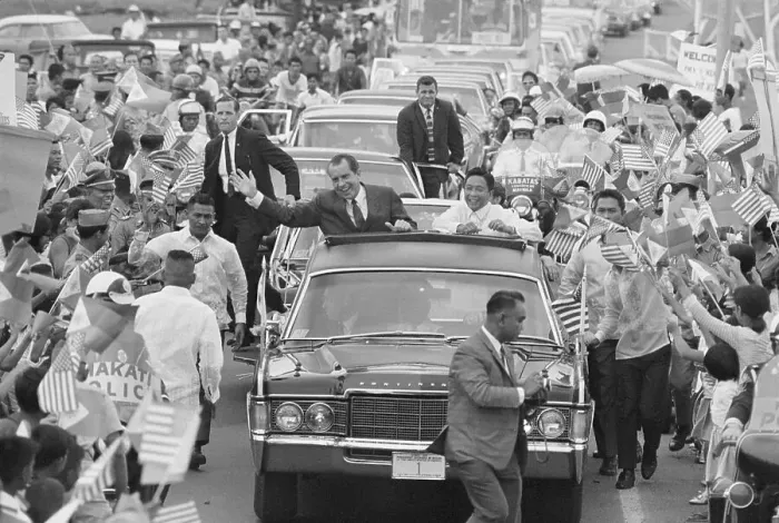 Framed Print : President Richard Nixon in Motorcade in Philippines Framed Print : President Richard Nixon in Motorcade in Philippines