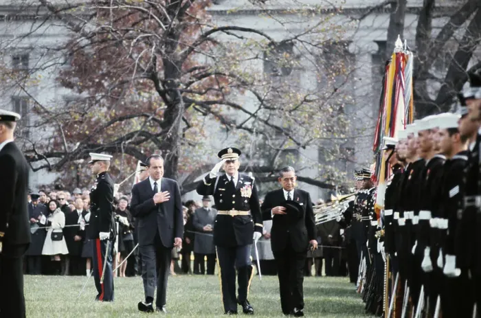 Framed Print : President Richard Nixon with Premier Eisaku Sato