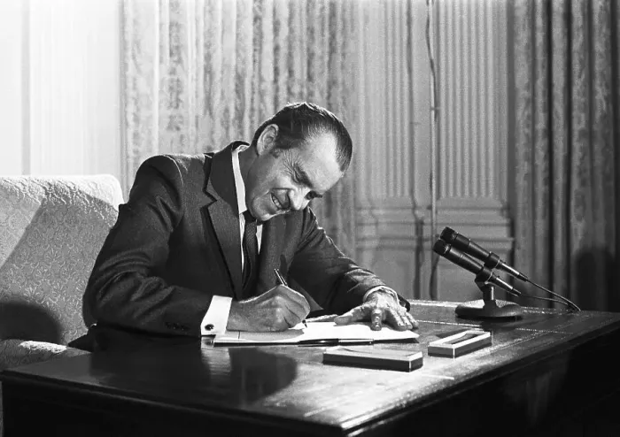 Framed Print : President Richard Nixon Signs Legislation Framed Print : President Richard Nixon Signs Legislation