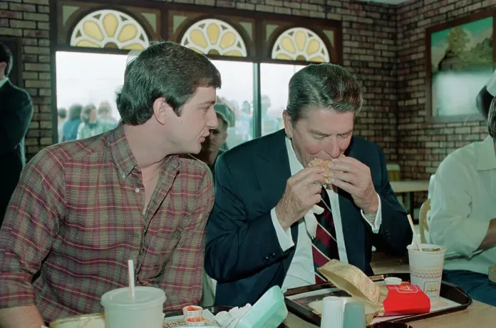 Framed Print : President Ronald Reagan Eats Big Mac Framed Print : President Ronald Reagan Eats Big Mac