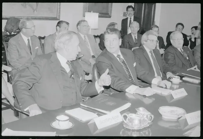 Framed Print : President Ronald Reagan and Government Business Leaders Framed Print : President Ronald Reagan and Government Business Leaders