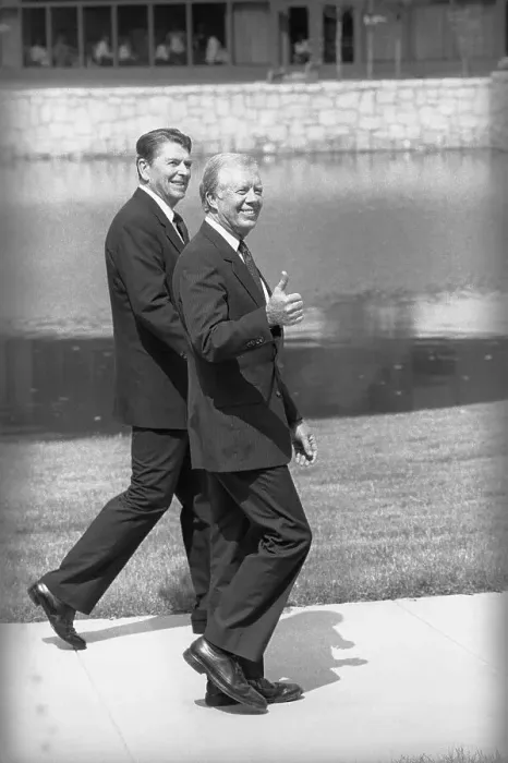 Framed Print : President Ronald Reagan and Jimmy Carter Strolling Framed Print : President Ronald Reagan and Jimmy Carter Strolling