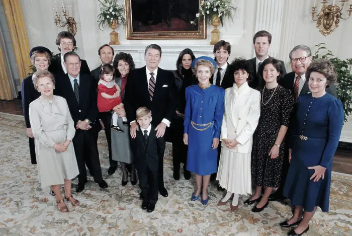 Framed Print : President Ronald Reagan Posing with Wife Nancy and Family Members