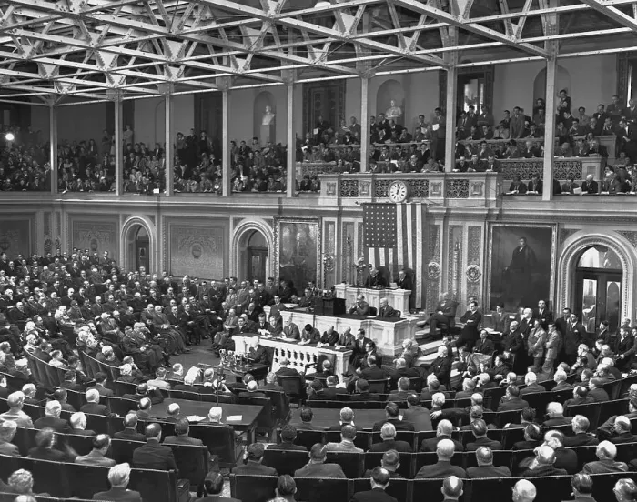 Framed Print : President Roosevelt Addressing Congress Framed Print : President Roosevelt Addressing Congress