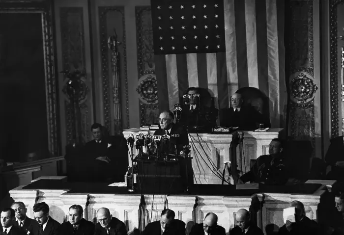 Framed Print : President Roosevelt Addressing Congress Framed Print : President Roosevelt Addressing Congress