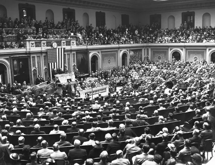 Framed Print : President Roosevelt Addressing Congress Framed Print : President Roosevelt Addressing Congress