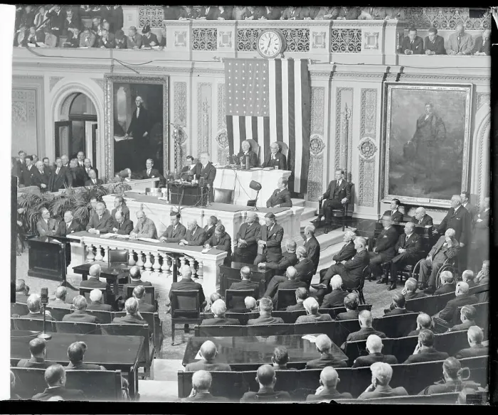Framed Print : President Roosevelt Addressing a Joint Session of Congress Framed Print : President Roosevelt Addressing a Joint Session of Congress