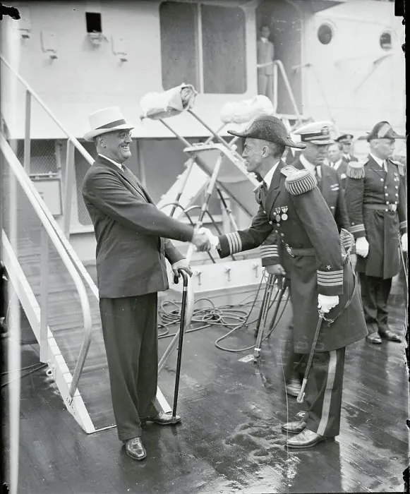 Framed Print : President Roosevelt Boarding Ship Framed Print : President Roosevelt Boarding Ship