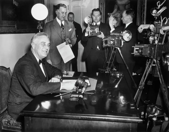 Framed Print : President Roosevelt Broadcasting a Radio Address