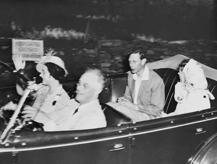 Framed Print : President Roosevelt Chauffeuring King and Queen of England