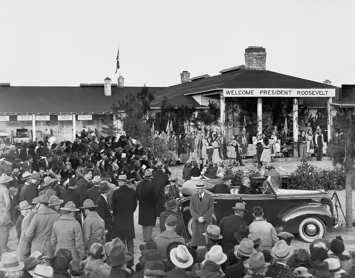 Framed Print : President Roosevelt Driving Through Crowd