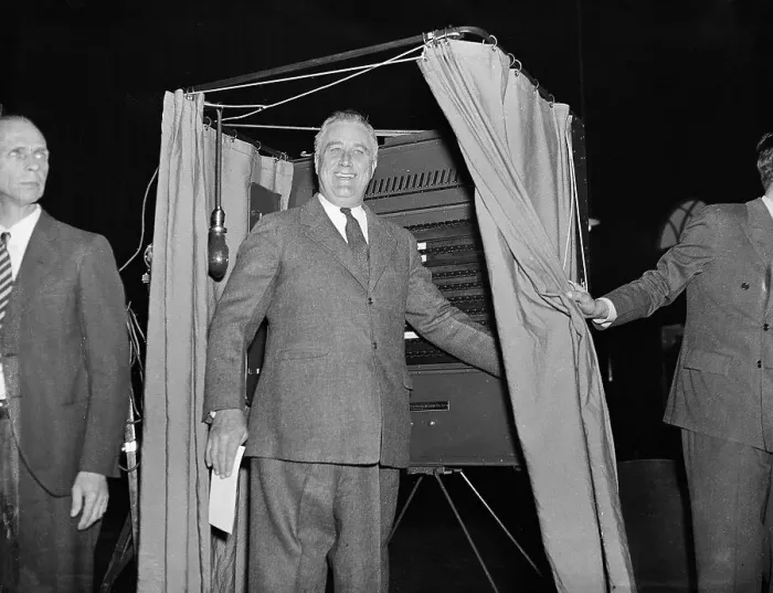 Framed Print : President Roosevelt in Voting Booth