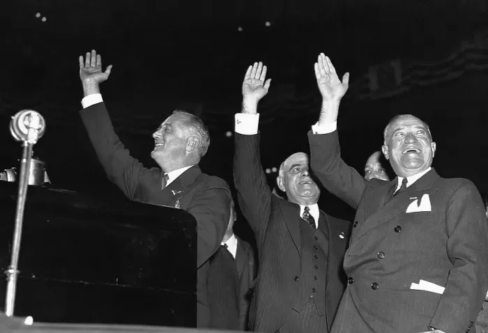 Framed Print : President Roosevelt Waving After Speech Framed Print : President Roosevelt Waving After Speech