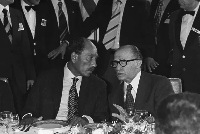 Framed Print : President Sadat and Prime Minister Begin Talking Framed Print : President Sadat and Prime Minister Begin Talking