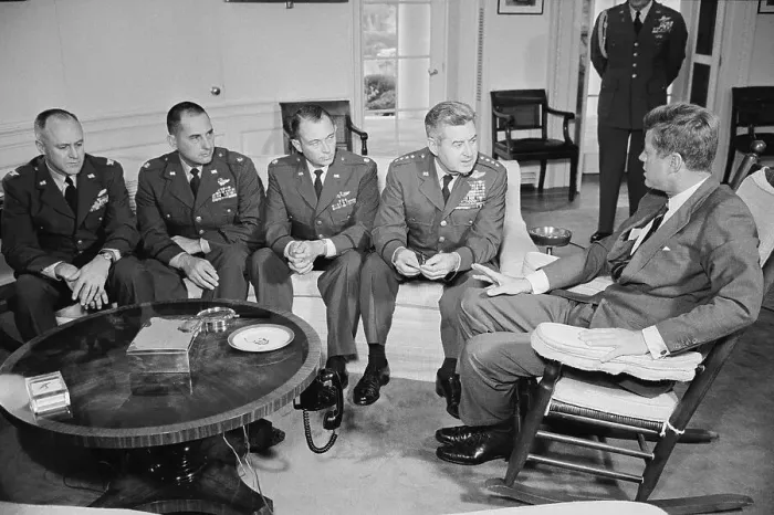 Framed Print : President Talking with Pilots Framed Print : President Talking with Pilots