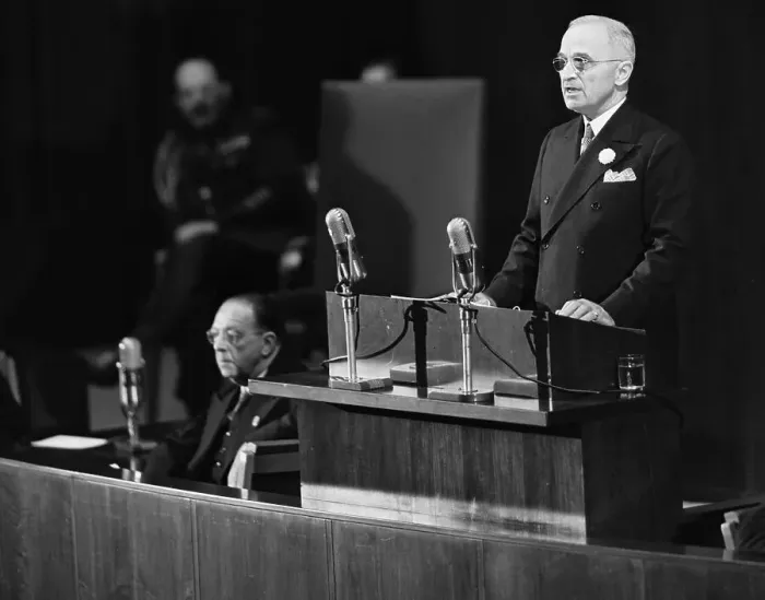 Framed Print : President Truman Addresses United Nation Framed Print : President Truman Addresses United Nation