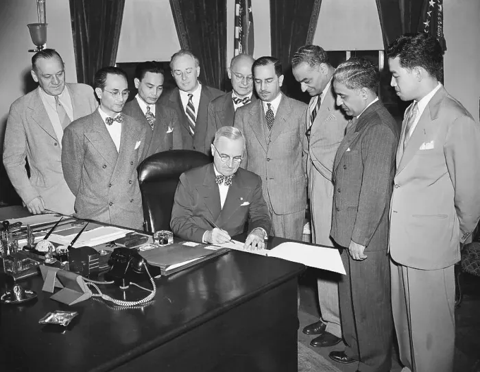 Framed Print : President Truman Authorizes New Immigration Quotas Framed Print : President Truman Authorizes New Immigration Quotas