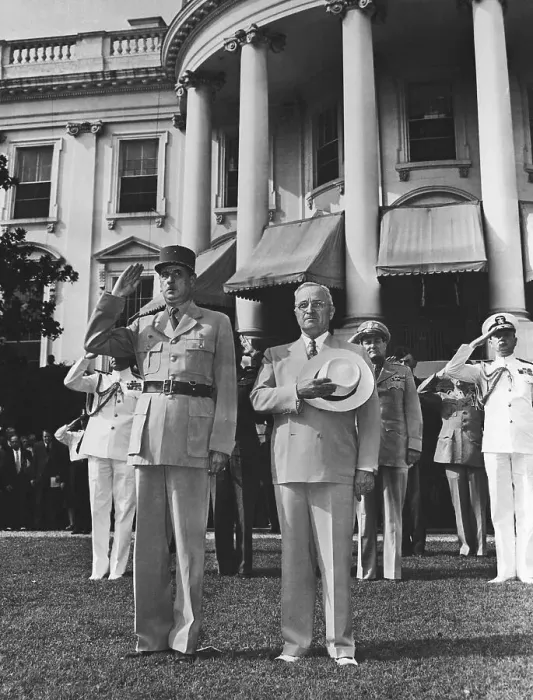 Framed Print : President Truman and Charles de Gaulle