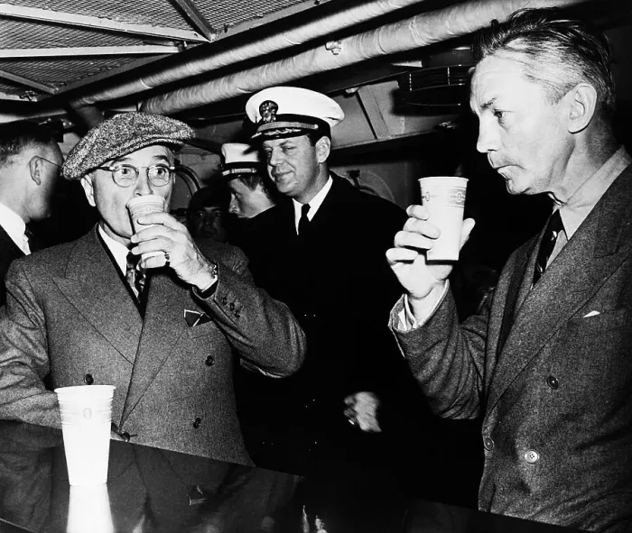 Framed Print : President Truman Enjoys Drink with Guests Framed Print : President Truman Enjoys Drink with Guests