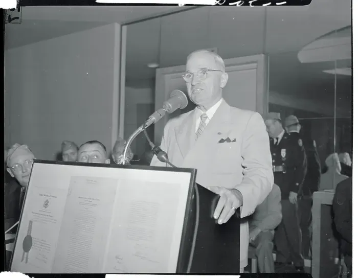 Framed Print : President Truman Giving a Speech Framed Print : President Truman Giving a Speech