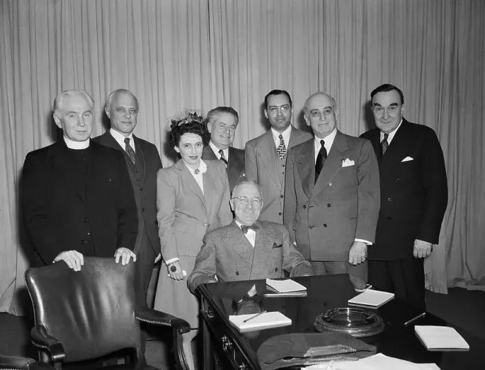 Framed Print : President Truman with Members of Military Training Commission Framed Print : President Truman with Members of Military Training Commission