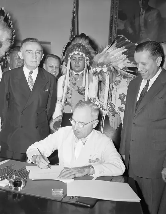 Framed Print : President Truman and Oscar Chapman with Native American Officials Framed Print : President Truman and Oscar Chapman with Native American Officials