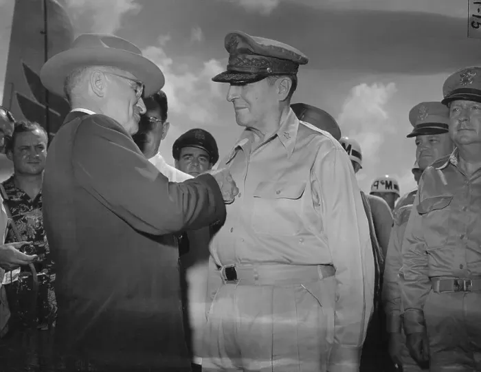 Framed Print : President Truman Placing Medal on General MacArthur Framed Print : President Truman Placing Medal on General MacArthur