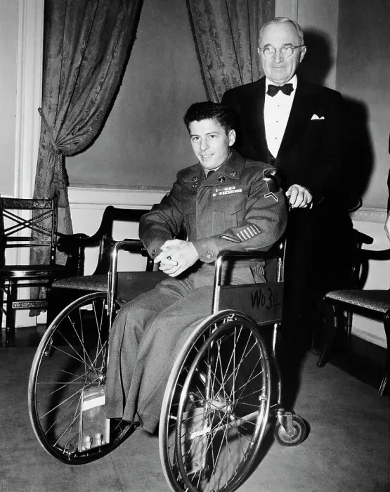 Framed Print : President Truman Pushes Soldier's Wheelchair Framed Print : President Truman Pushes Soldier's Wheelchair