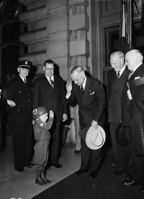Framed Print : President Truman Saluting Little Boy Framed Print : President Truman Saluting Little Boy