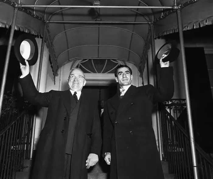 Framed Print : President Truman and Shah of Iran on Blair House Steps Framed Print : President Truman and Shah of Iran on Blair House Steps