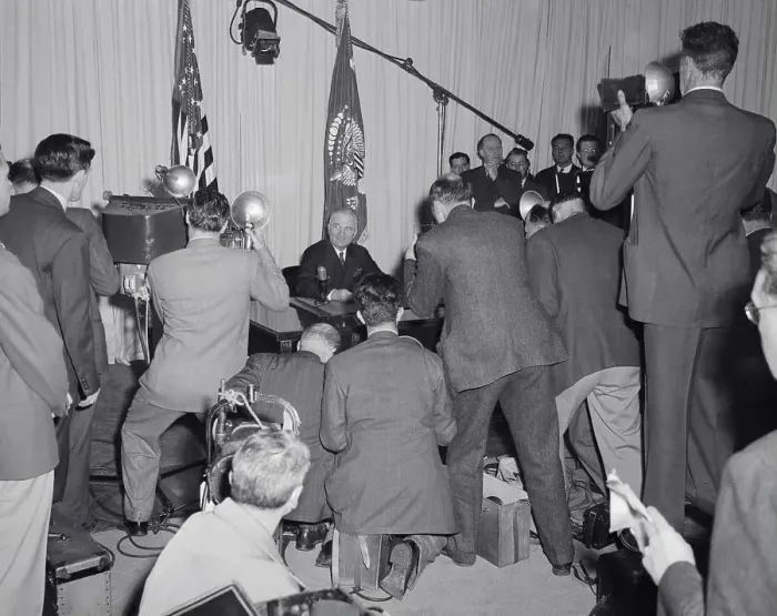 Framed Print : President Truman at VE Day Radio Broadcast Framed Print : President Truman at VE Day Radio Broadcast