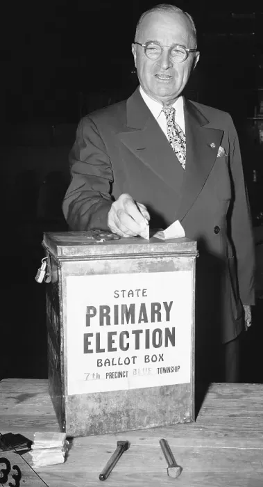 Framed Print : President Truman Voting During the 1948 Primary Election Framed Print : President Truman Voting During the 1948 Primary Election
