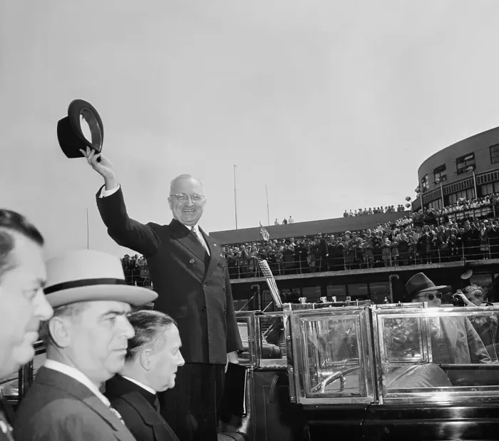 Framed Print : President Truman Waving From Car Framed Print : President Truman Waving From Car