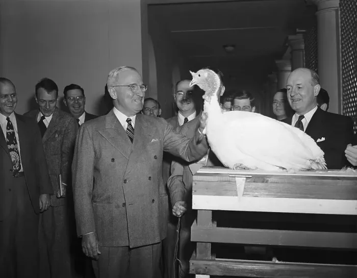 Framed Print : President Truman with White Thanksgiving Turkey Framed Print : President Truman with White Thanksgiving Turkey