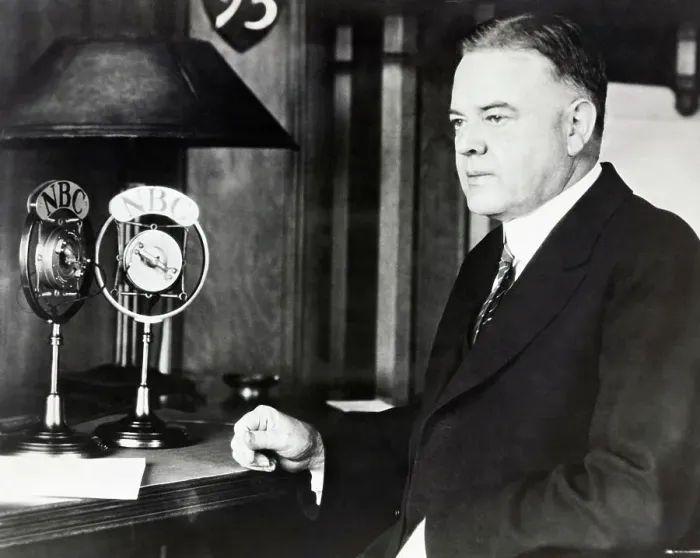 Framed Print : Presidential Candidate Herbert Hoover Doing NBC Radio Broadcast Framed Print : Presidential Candidate Herbert Hoover Doing NBC Radio Broadcast