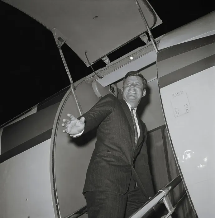 Framed Print : Presidential Candidate John F. Kennedy Boarding Plane Caroline Framed Print : Presidential Candidate John F. Kennedy Boarding Plane Caroline