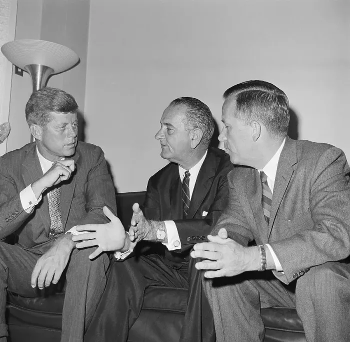 Framed Print : Presidential Candidate John Kennedy in Meeting Framed Print : Presidential Candidate John Kennedy in Meeting