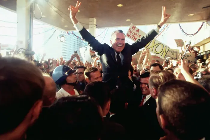 Framed Print : Presidential Candidate Richard Nixon Surrounded by Supporters Framed Print : Presidential Candidate Richard Nixon Surrounded by Supporters