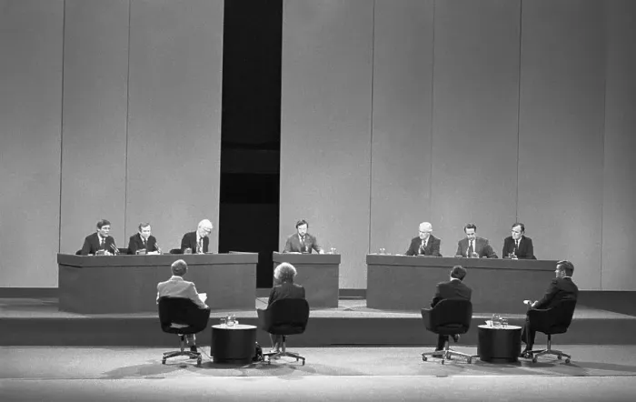 Framed Print : Presidential Candidates Participating in Debate Framed Print : Presidential Candidates Participating in Debate