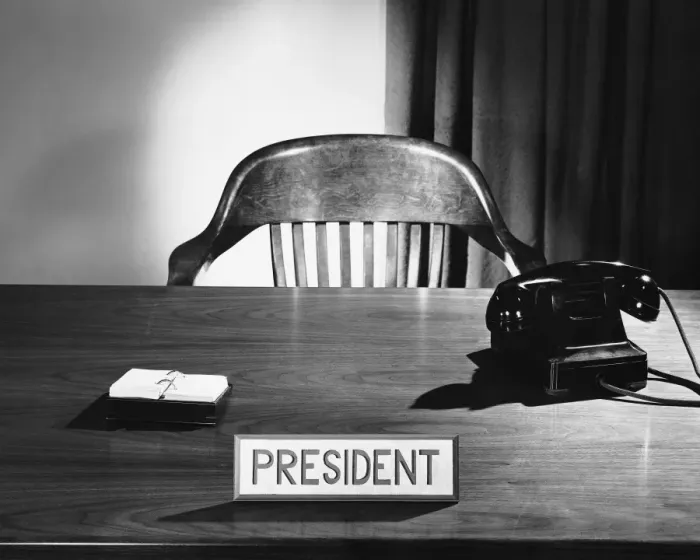 Framed Print : Presidents desk and chair