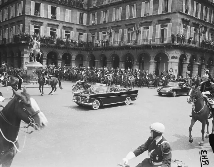 Framed Print : Presidents Kennedy and De Gaulle in Motorcade Framed Print : Presidents Kennedy and De Gaulle in Motorcade