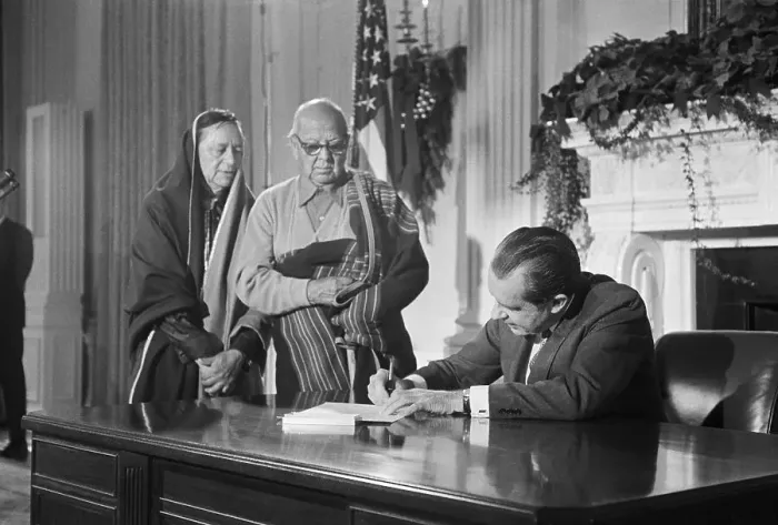 Framed Print : Pres.Nixon Signs A Bill For The Indians Framed Print : Pres.Nixon Signs A Bill For The Indians