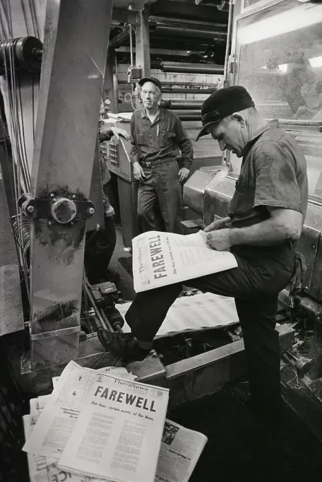 Framed Print : Pressman Pulls Daily News Off Presses Framed Print : Pressman Pulls Daily News Off Presses