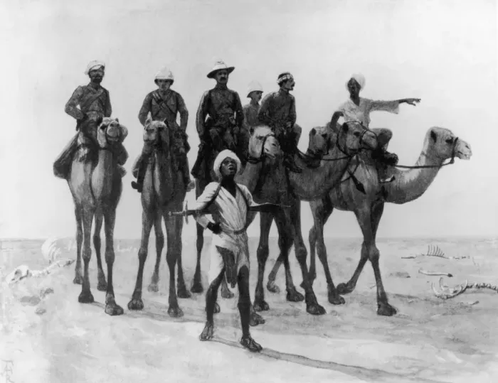 Framed Print : Pressmen On Camels Framed Print : Pressmen On Camels