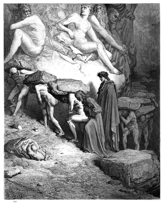 Framed Print : Pride and arrogance Dante Purgatory 1870 Framed Print : Pride and arrogance Dante Purgatory 1870