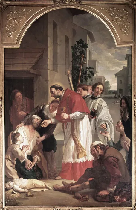 Framed Print : Priest Attending to Victims of the Plague Framed Print : Priest Attending to Victims of the Plague
