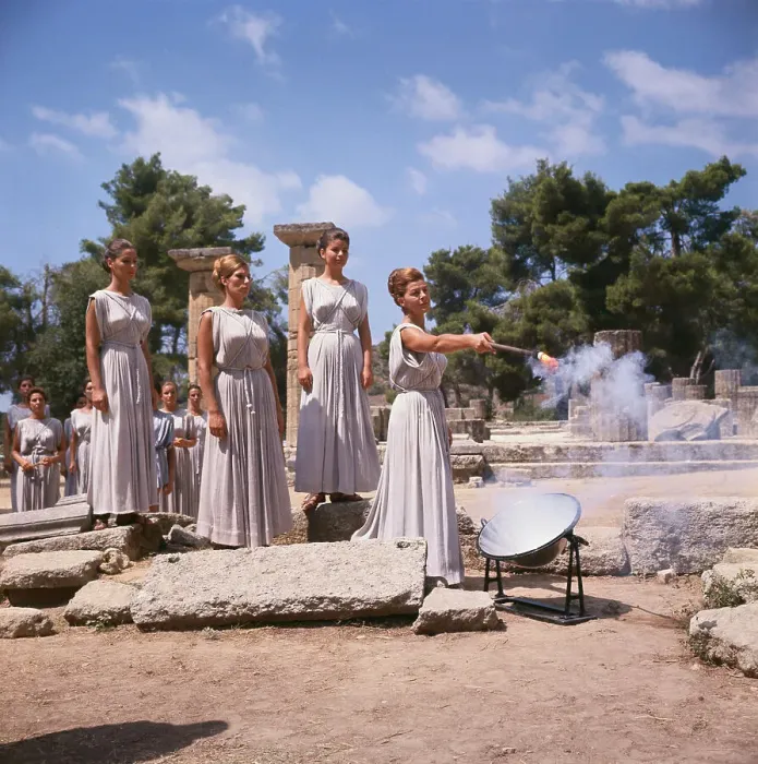 Framed Print : Priestesses Performing Ceremony for Olympics Framed Print : Priestesses Performing Ceremony for Olympics