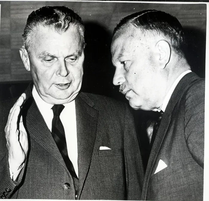 Framed Print : Prime Minister Diefenbacker With Justice Minister Fleming Framed Print : Prime Minister Diefenbacker With Justice Minister Fleming