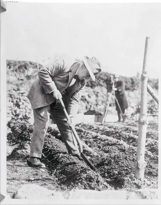 Framed Print : Prime Minister Lloyd George Digging Framed Print : Prime Minister Lloyd George Digging
